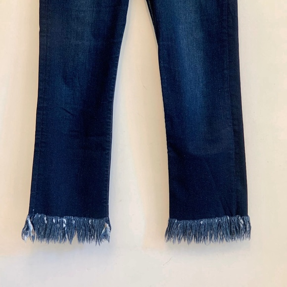 Frame Denim Le High Straight Fringe Hem Jeans in Pine Knoll - Picture 2 of 12